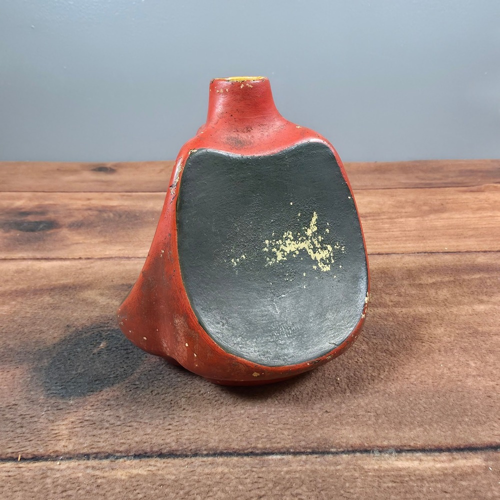 Abstract Sculptural Vase Small Red Black Good Mid-Century Modern Style